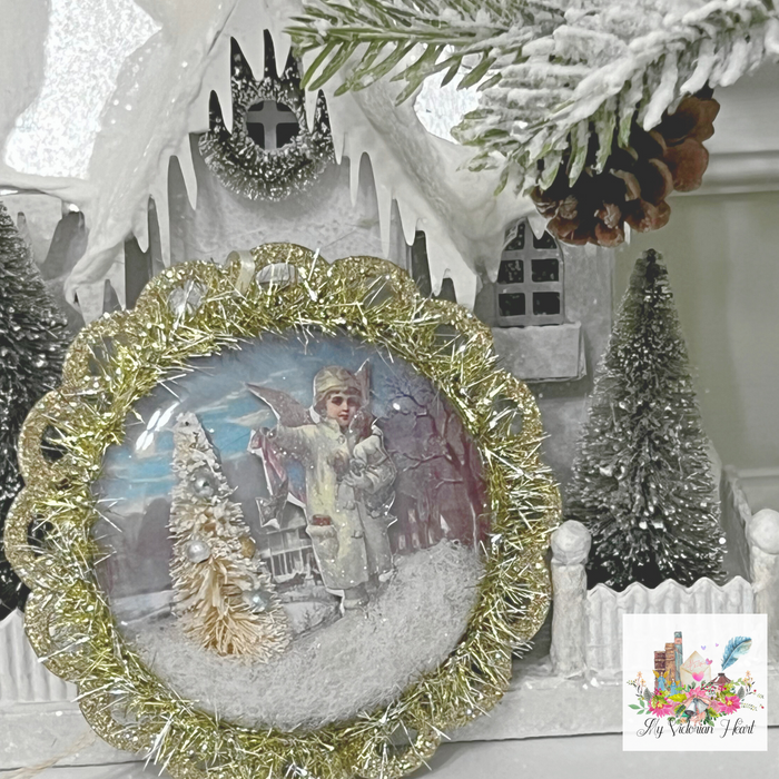 Snow Angel Grace Ornament, close up view