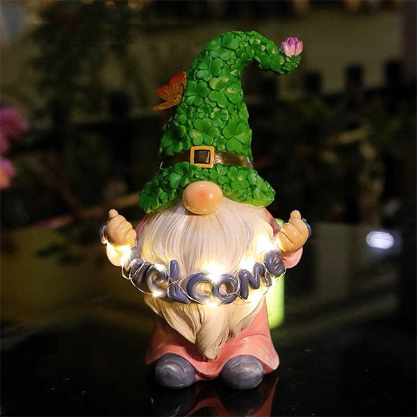 Solar-Powered Clover Elf Lamp
