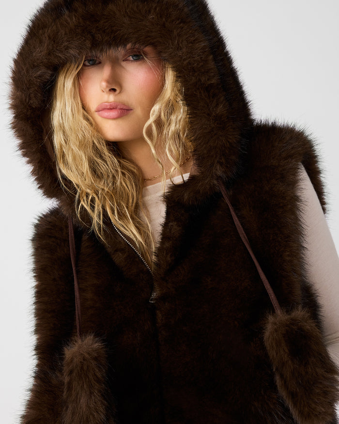 SOPHEE VEST FOSSIL BROWN