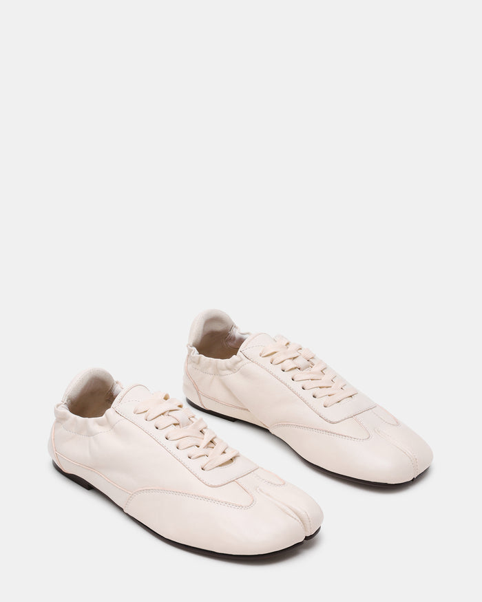 SOUTH White Leather Tabi Lace-Up Low-Top Women's Sneaker | Steve Madden