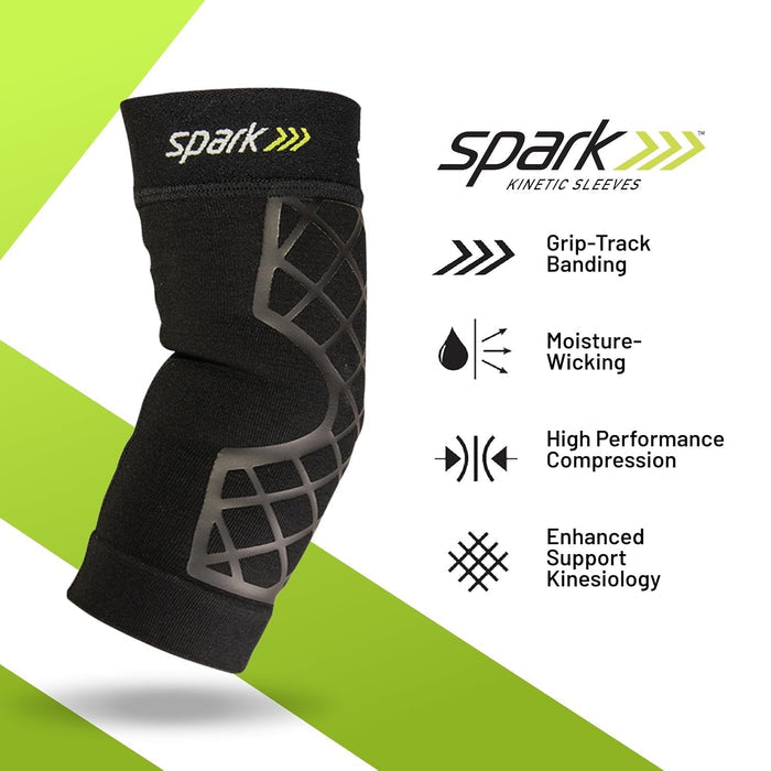 Spark Kinetic Elbow Support Compression Sleeve, Black - 40417-Single - LL Medico