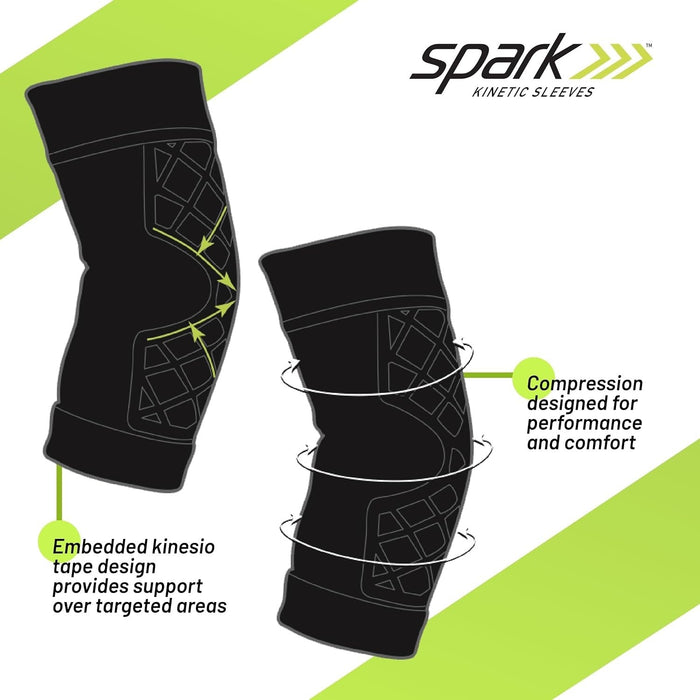 Spark Kinetic Elbow Support Compression Sleeve, Black - 40417-Single - LL Medico