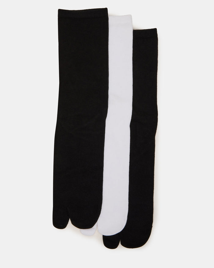 SPLIT TOE Black/White Tabi Women's Crew Socks | Steve Madden