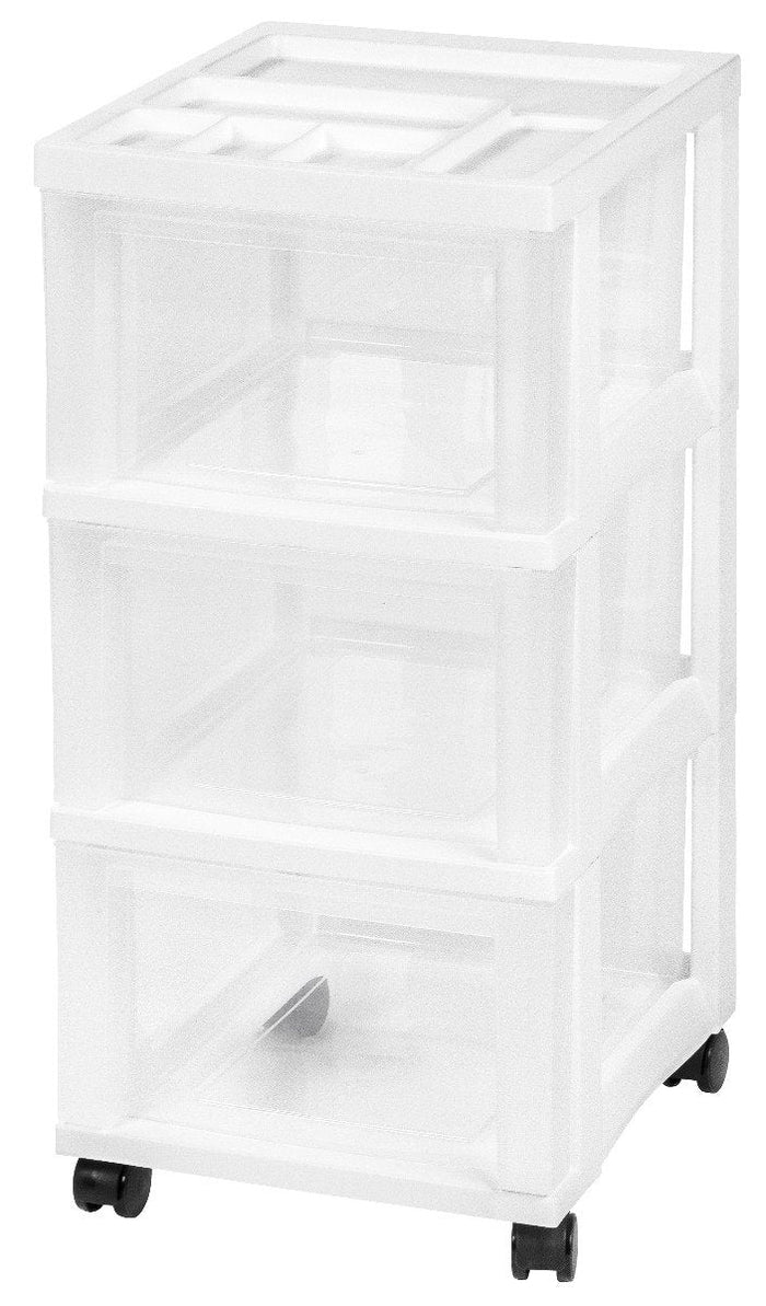 Storage Cart with Organizer Top - 3 Drawer - image 1#color_white