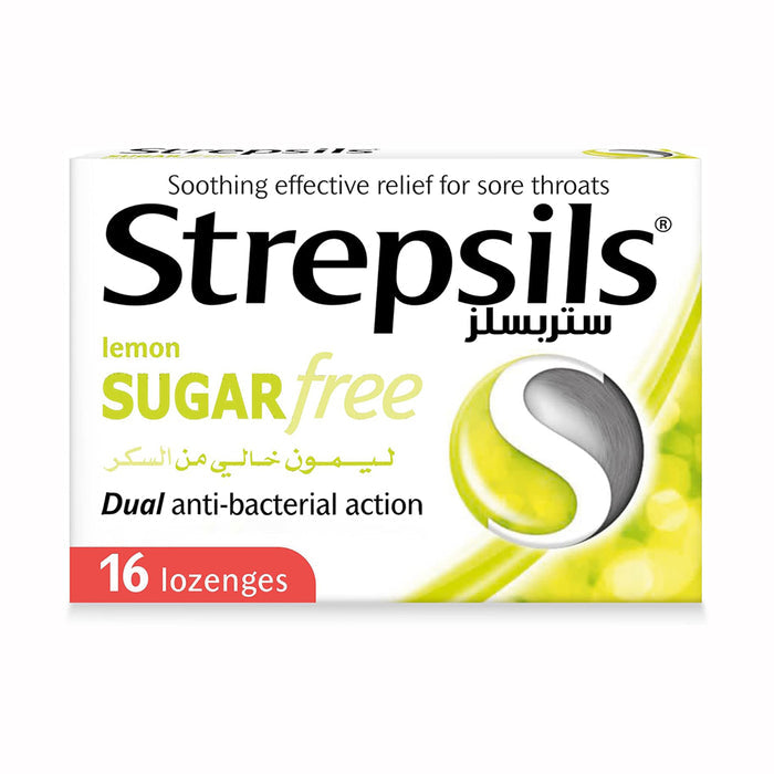 Strepsils Sugar Free Lemon & Herb Sore Throat Lozenges - 16 Pieces,Respiratory Care