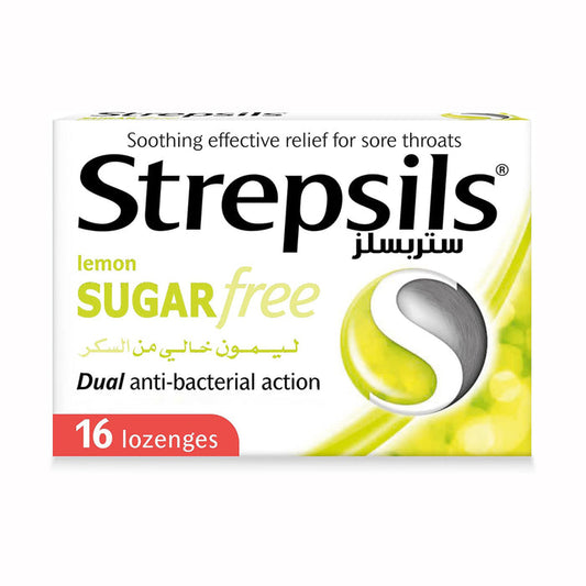 Strepsils Sugar Free Lemon & Herb Sore Throat Lozenges - 16 Pieces,Respiratory Care