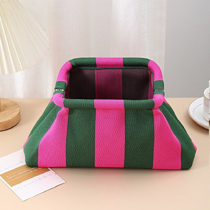 Striped Clasp Clutch Bag - 260 Broadway Boutique
