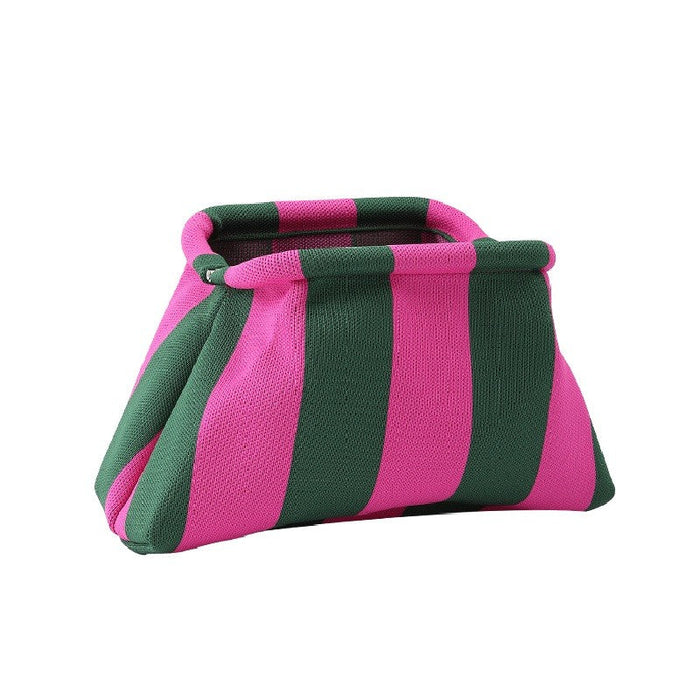 Striped Clasp Clutch Bag