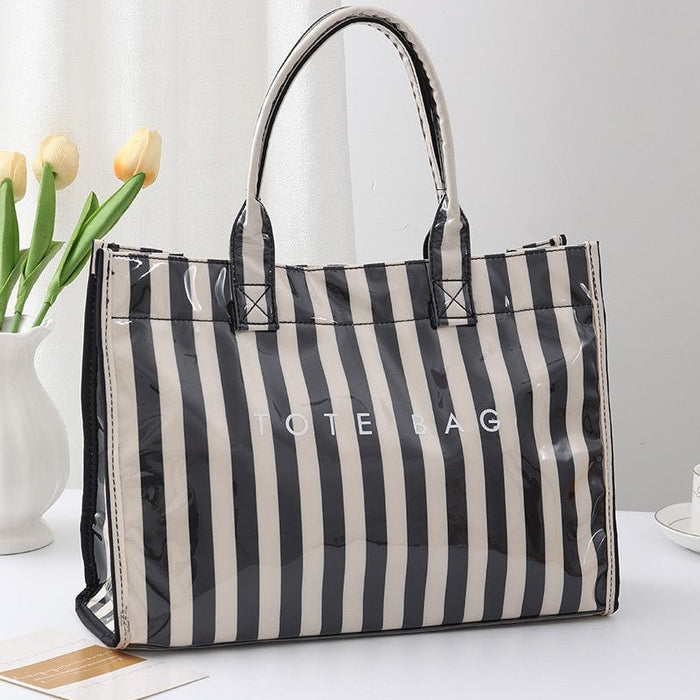Striped Rectangular Shopper Tote Bag - 260 Broadway Boutique