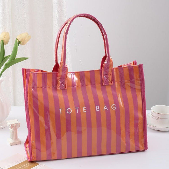 Striped Rectangular Shopper Tote Bag - 260 Broadway Boutique