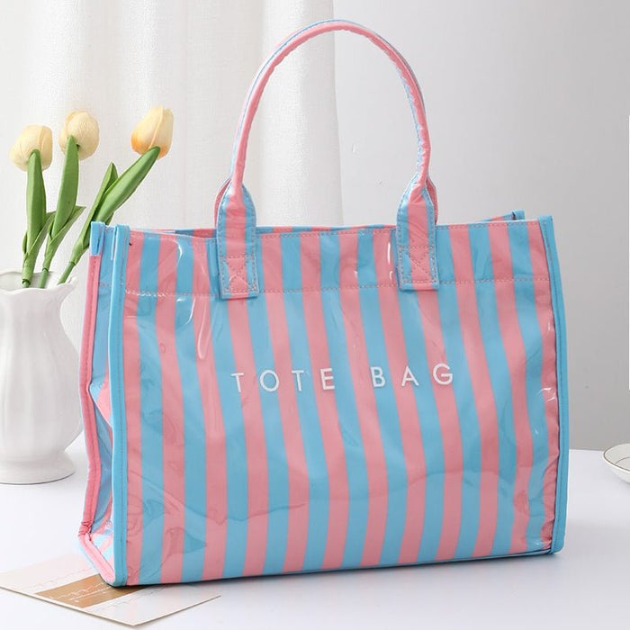Striped Rectangular Shopper Tote Bag - 260 Broadway Boutique