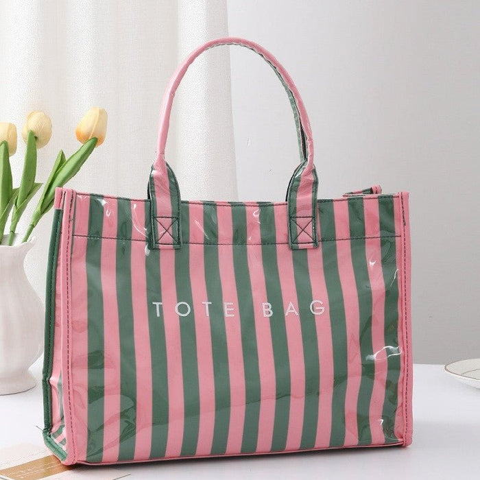 Striped Rectangular Shopper Tote Bag - 260 Broadway Boutique