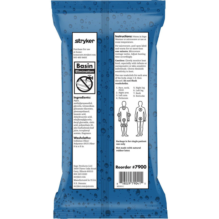 Stryker Sage Comfort Bath Full - Body Cleansing Washcloths, Heavyweight - 7900-Single - LL Medico