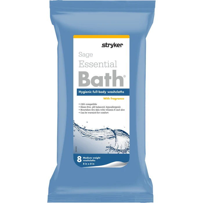 Stryker Sage Essential Bath Full - Body Cleansing Washcloths, Medium Weight, Scented - 7800-Single - LL Medico