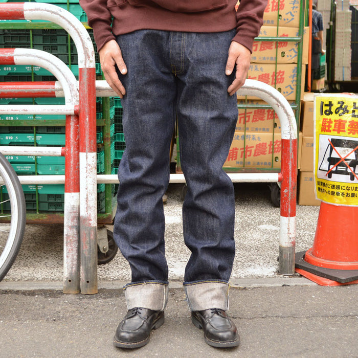 SUGAR CANE "SC49001" Super “Denim” Collectibles #01 14oz. BLUE DENIM WAIST OVERALLS S1945 MODEL