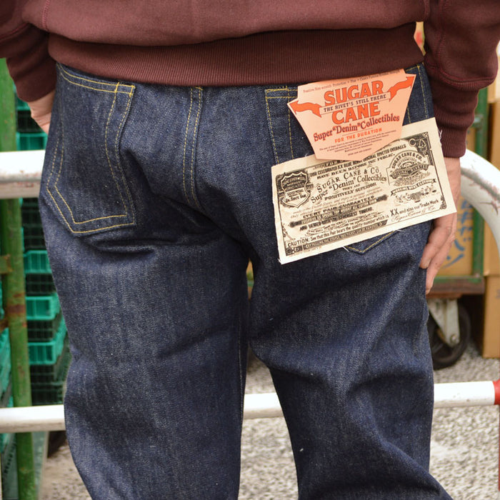 SUGAR CANE "SC49001" Super “Denim” Collectibles #01 14oz. BLUE DENIM WAIST OVERALLS S1945 MODEL