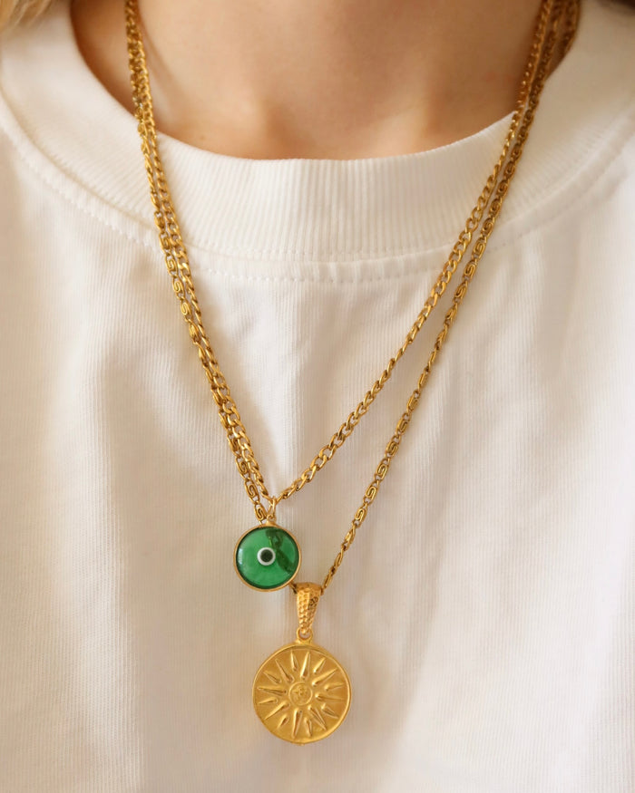 Sun Coin Pendant Necklace (Long)
