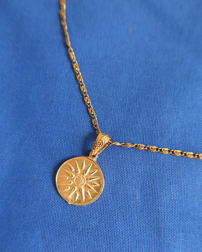 Sun Coin Pendant Necklace (Long)