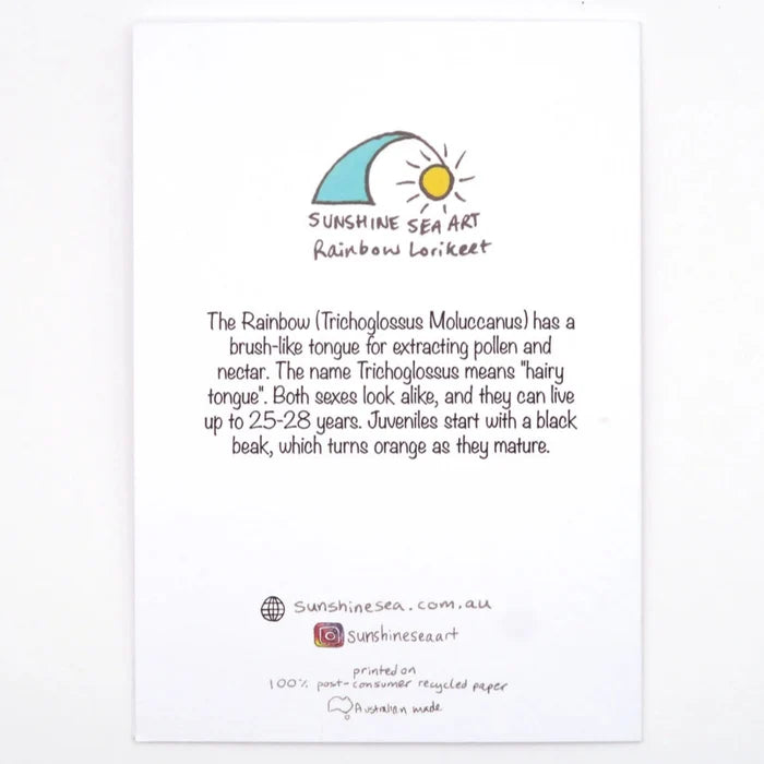 Sunshine Sea Art Greeting Card - Rainbow Lorikeet
