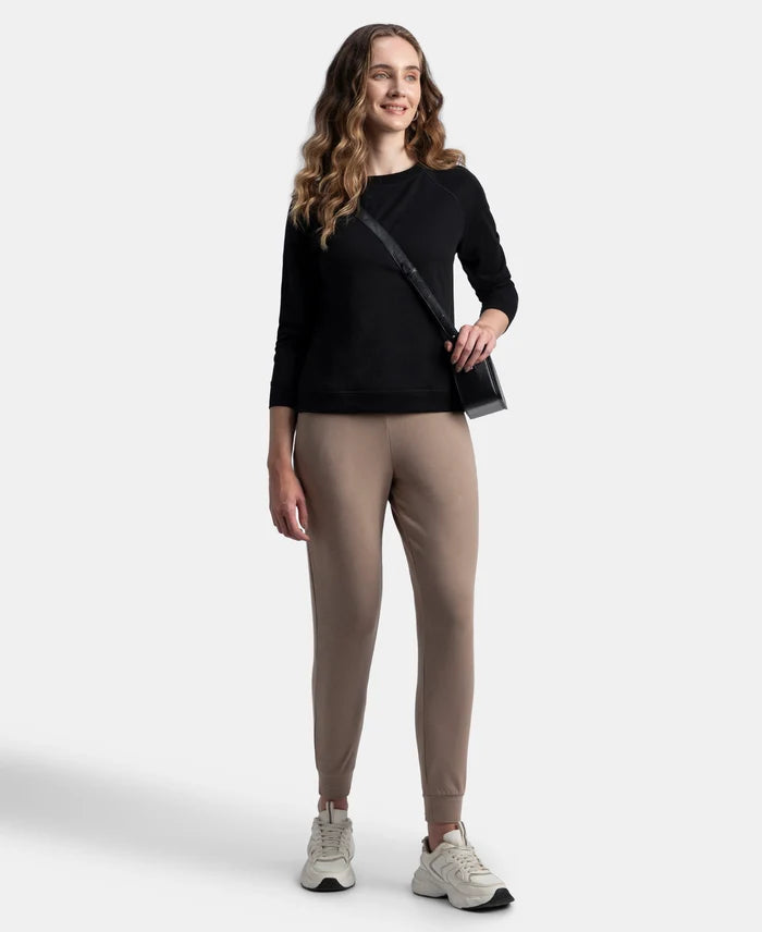 Super Combed Cotton Elastane French Terry Relaxed Fit Joggers With Zipper Pockets - Taupe Grey