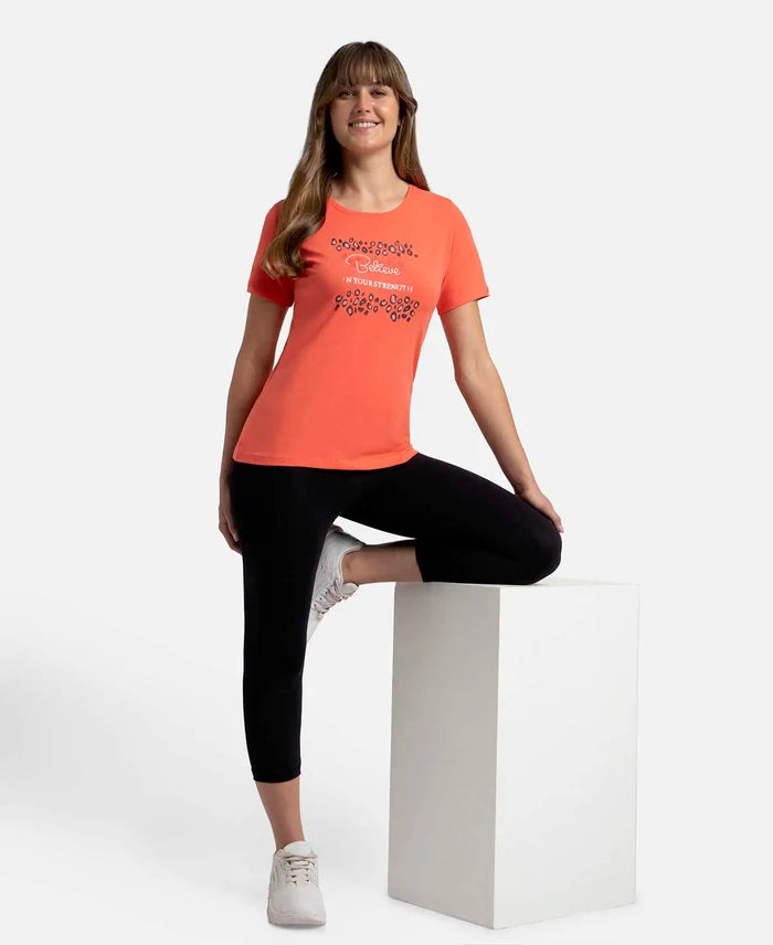 Super Combed Cotton Elastane Stretch Regular Fit Graphic Printed Round Neck Half Sleeve T-Shirt  - Dubarry print050-6