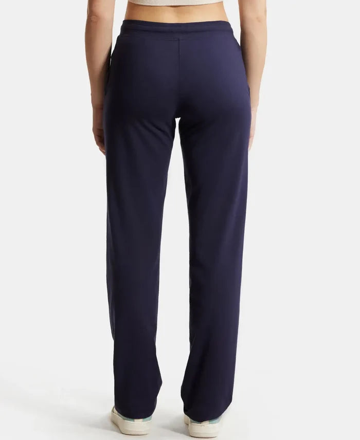 Super Combed Cotton Elastane Stretch Relaxed Fit Trackpants With Side Pockets - Navy Blazer