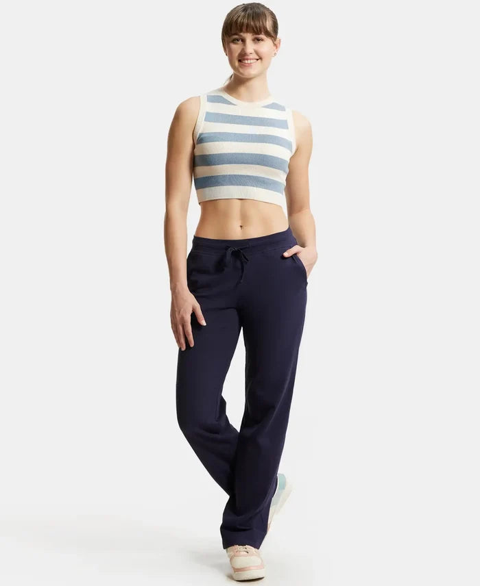 Super Combed Cotton Elastane Stretch Relaxed Fit Trackpants With Side Pockets - Navy Blazer