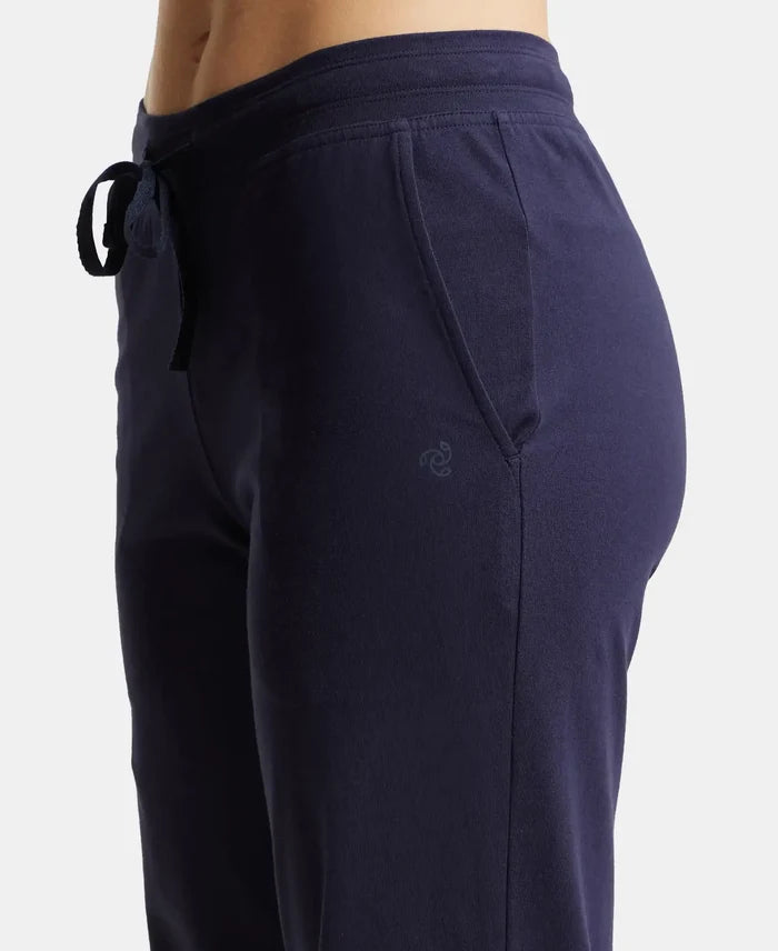 Super Combed Cotton Elastane Stretch Relaxed Fit Trackpants With Side Pockets - Navy Blazer