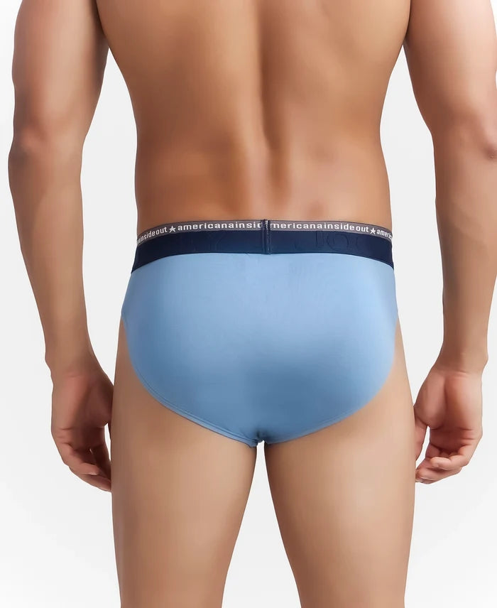 Super Combed Cotton Elastane Stretch Solid Brief with Ultrasoft Waistband - Blue Heaven (Pack of 2)