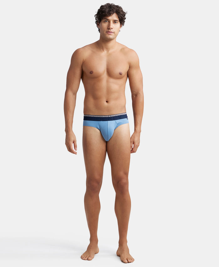 Super Combed Cotton Elastane Stretch Solid Brief with Ultrasoft Waistband - Blue Heaven (Pack of 2)