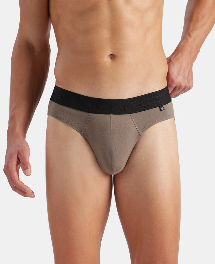 Super Combed Cotton Elastane Stretch Solid Brief with Ultrasoft Waistband - Earth