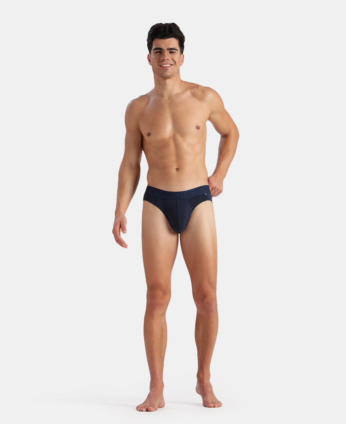 Super Combed Cotton Elastane Stretch Solid Brief with Ultrasoft Waistband - Navy