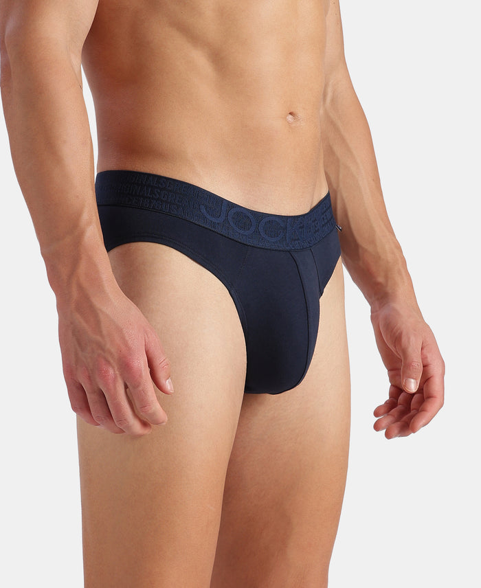 Super Combed Cotton Elastane Stretch Solid Brief with Ultrasoft Waistband - Navy & Green (Pack of 2)