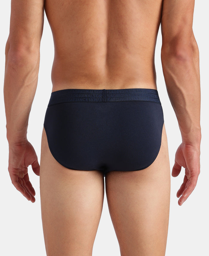 Super Combed Cotton Elastane Stretch Solid Brief with Ultrasoft Waistband - Navy & Green (Pack of 2)