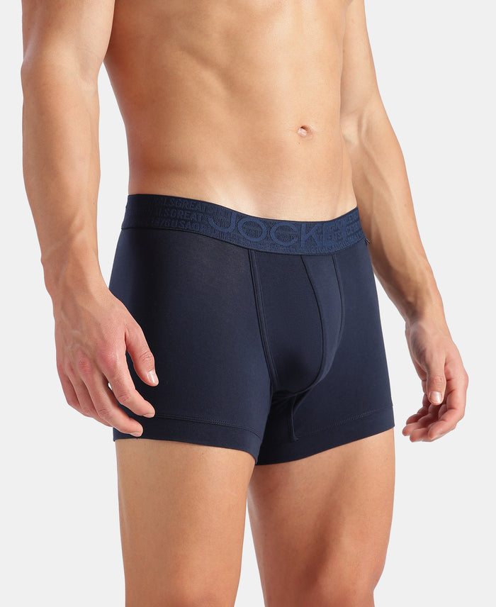 Super Combed Cotton Elastane Stretch Solid Trunk with Ultrasoft Waistband - Navy (Pack of 2)