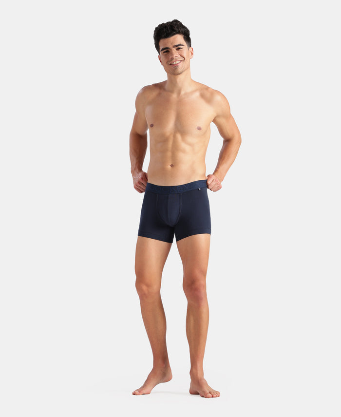 Super Combed Cotton Elastane Stretch Solid Trunk with Ultrasoft Waistband - Navy (Pack of 2)