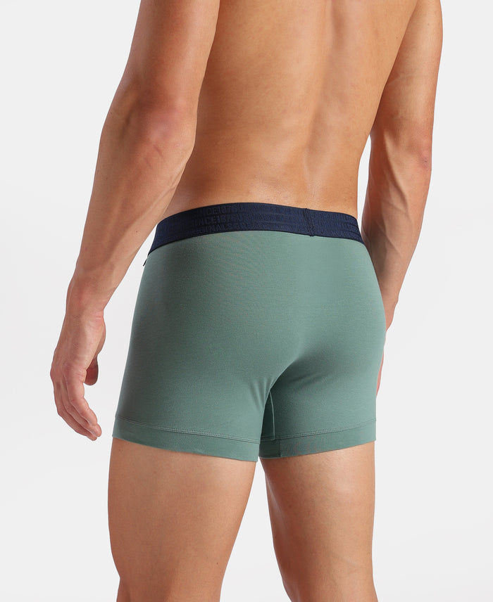 Super Combed Cotton Elastane Stretch Solid Trunk with Ultrasoft Waistband - Navy & Green (Pack of 2)