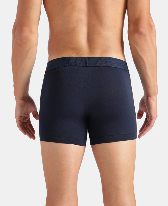 Super Combed Cotton Elastane Stretch Solid Trunk with Ultrasoft Waistband - Navy & Green (Pack of 2)