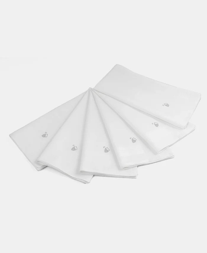 Super Combed Cotton Handkerchief with Stay Fresh Properties - White (Pack of 6)