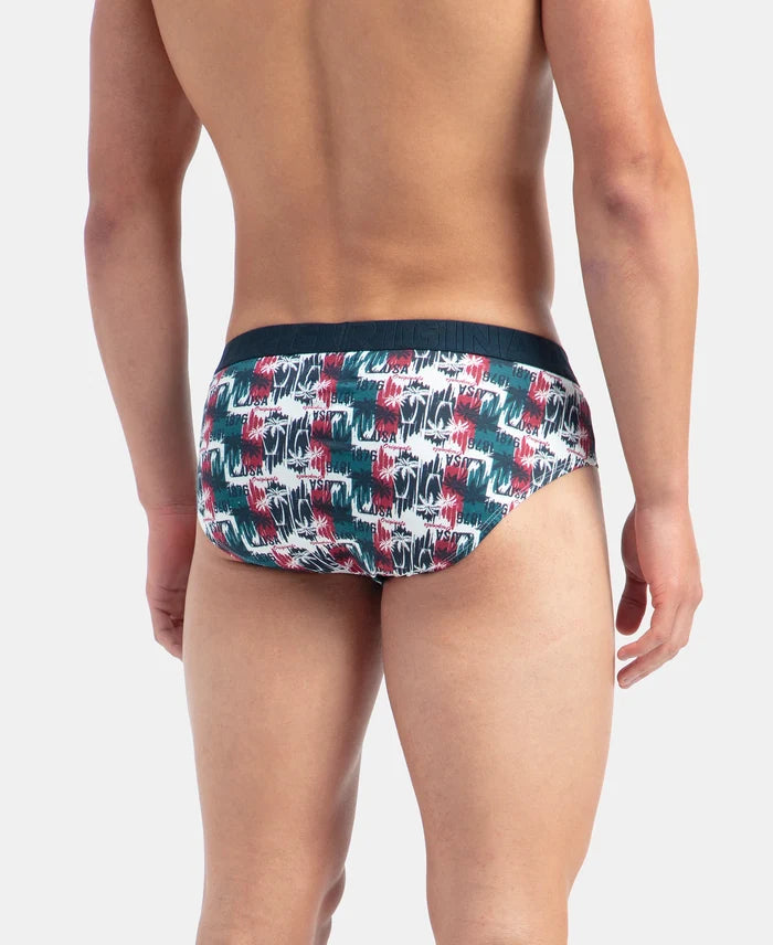 Super Combed Cotton Printed Brief with Ultrasoft Waistband - White & Black (Pack of 2)