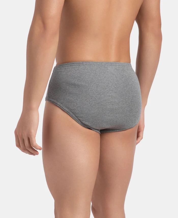Super Combed Cotton Rib Solid Brief with StayFresh Treatment - Mid Grey Melange (Pack of 2)