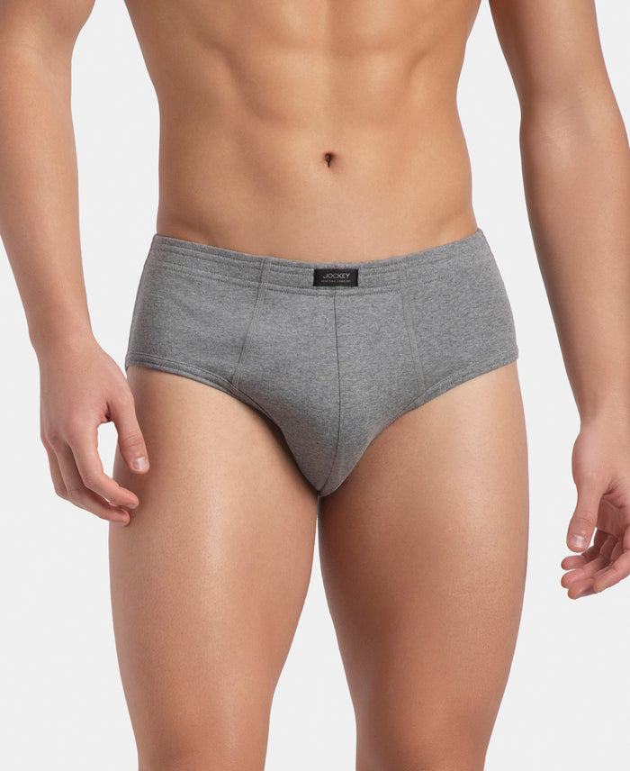 Super Combed Cotton Rib Solid Brief with StayFresh Treatment - Mid Grey Melange (Pack of 2)