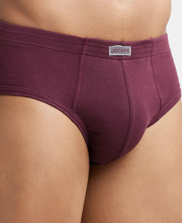 Super Combed Cotton Rib Solid Brief with StayFresh Treatment - Wine Tasting (Pack of 2)