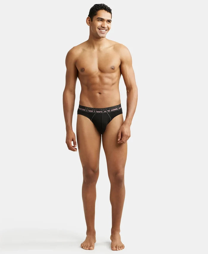 Super Combed Cotton Rib Solid Brief with Ultrasoft Waistband - Black-5