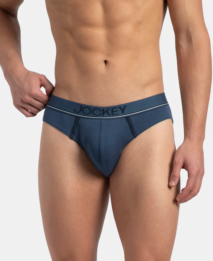 Super Combed Cotton Rib Solid Brief with Ultrasoft Waistband - Dark Denim (Pack of 2)