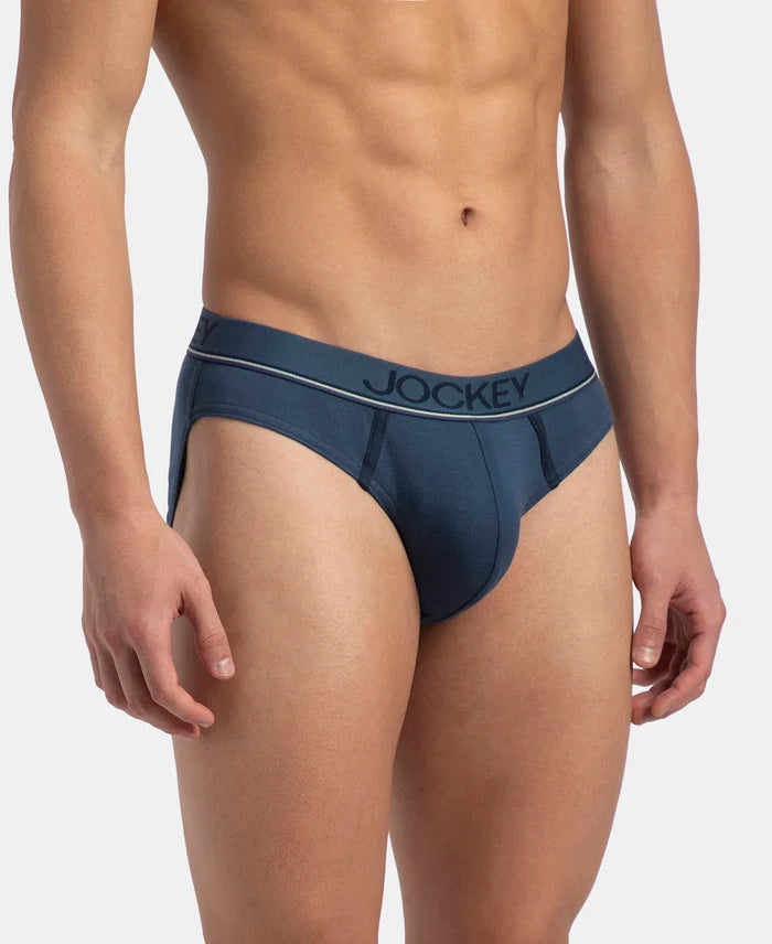 Super Combed Cotton Rib Solid Brief with Ultrasoft Waistband - Dark Denim (Pack of 2)
