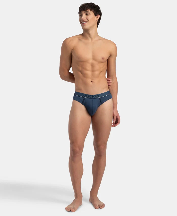 Super Combed Cotton Rib Solid Brief with Ultrasoft Waistband - Dark Denim (Pack of 2)