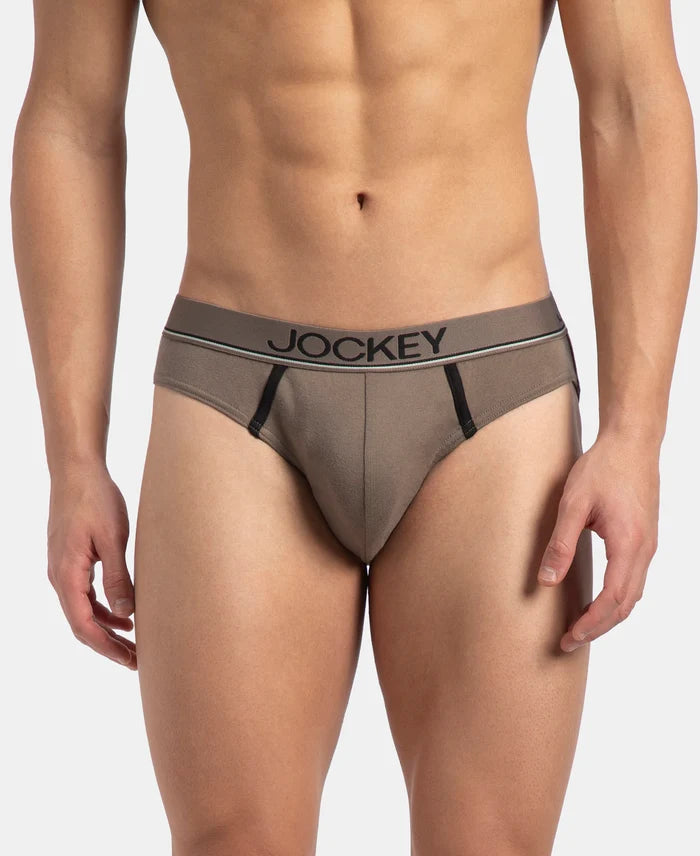 Super Combed Cotton Rib Solid Brief with Ultrasoft Waistband - Dark Khaki (Pack of 2)