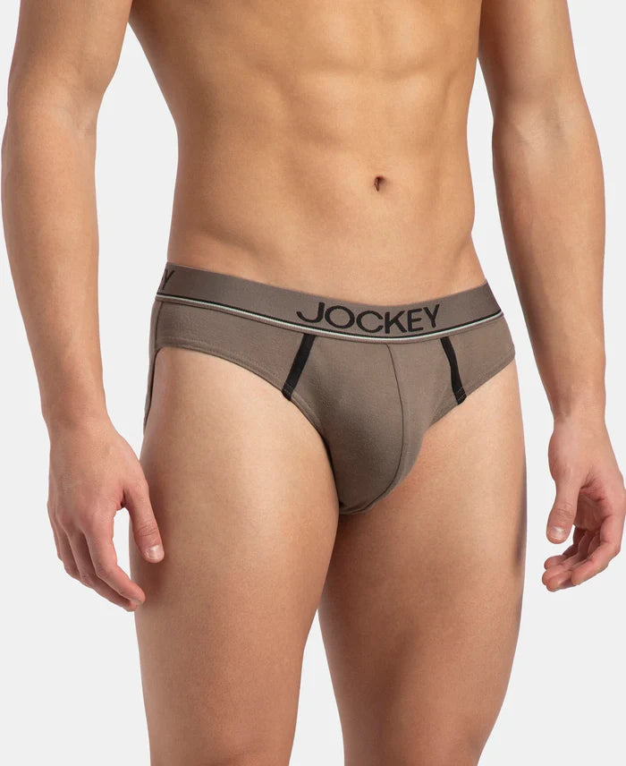 Super Combed Cotton Rib Solid Brief with Ultrasoft Waistband - Dark Khaki (Pack of 2)