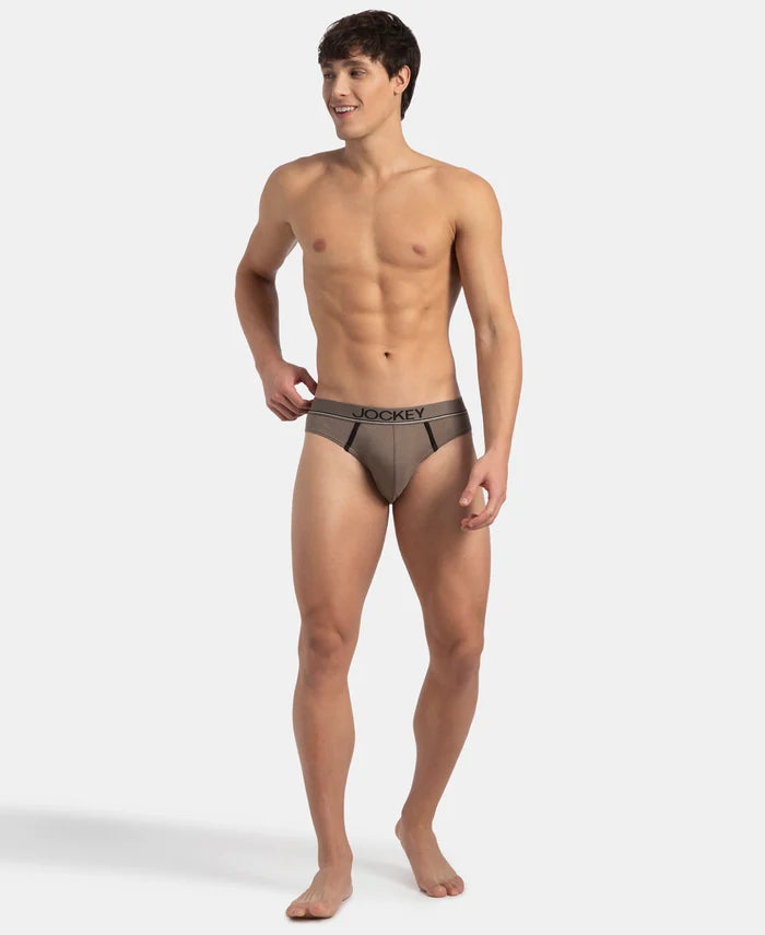 Super Combed Cotton Rib Solid Brief with Ultrasoft Waistband - Dark Khaki (Pack of 2)